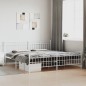 vidaXL Giroletto con Testiera e Pediera Metallo Bianco 193x203 cm vidaXL Giroletto con Testiera e Pediera Metallo Bianco 193x203 cm