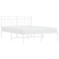 vidaXL Giroletto con Testiera Metallo Bianco 135x190 cm vidaXL Giroletto con Testiera Metallo Bianco 135x190 cm