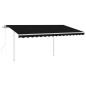 vidaXL Tenda da Sole Retrattile Automatica con Pali 4x3 m Antracite vidaXL Tenda da Sole Retrattile Automatica con Pali 4x3 m Antracite