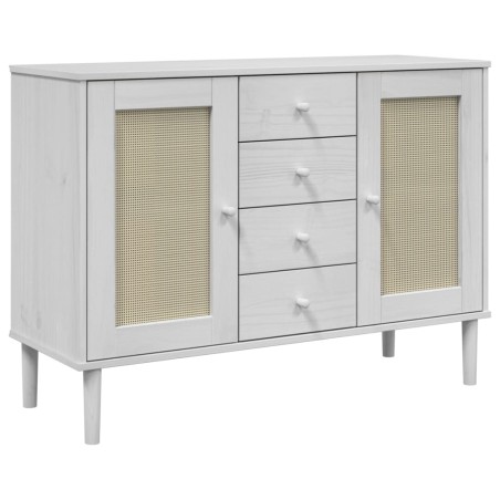 vidaXL Credenza SENJA Aspetto Rattan Bianco 112x40x80 cm Massello Pino