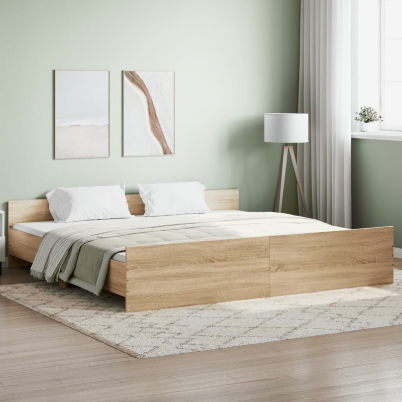 vidaXL Giroletto con Testiera e Pediera Rovere Sonoma 200x200 cm