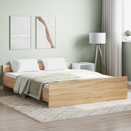 vidaXL Giroletto con Testiera e Pediera Rovere Sonoma 150x200 cm