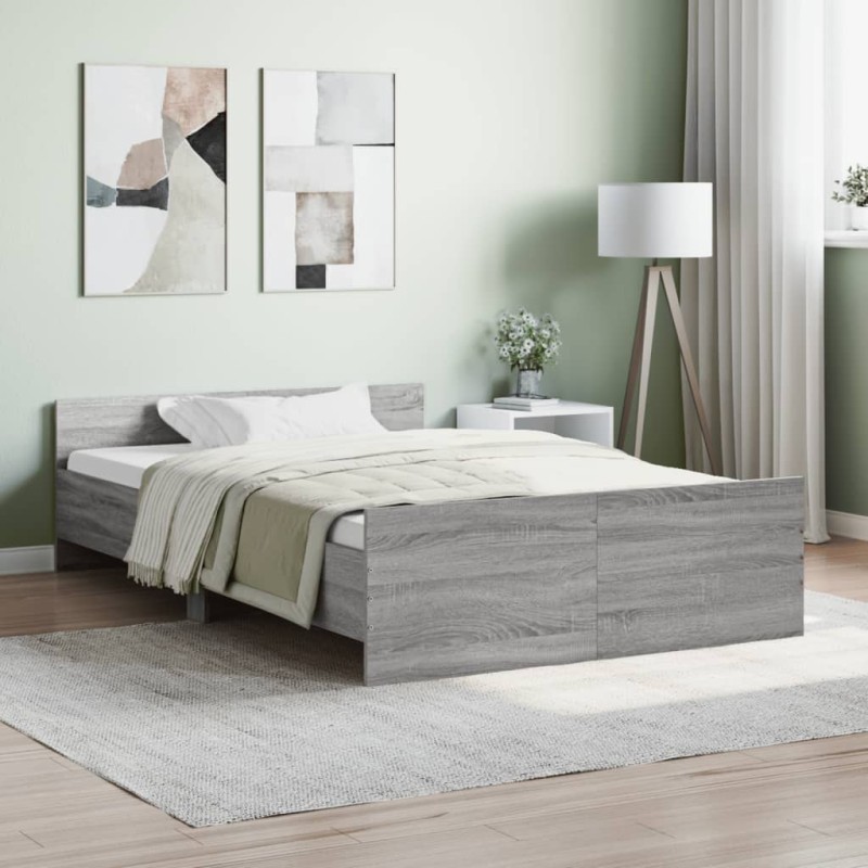 vidaXL Giroletto con Testiera e Pediera Grigio Sonoma 120x190 cm vidaXL Giroletto con Testiera e Pediera Grigio Sonoma 120x190 cm