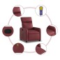 vidaXL Poltrona Massaggiante Reclinabile Rosso vino in Similpelle