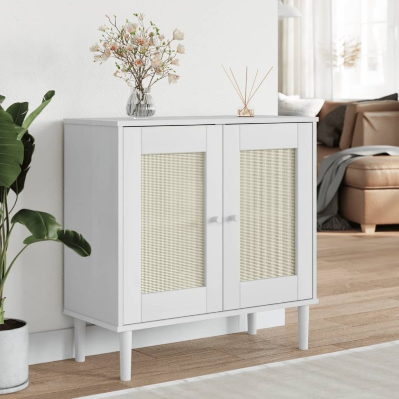 vidaXL Credenza SENJA Aspetto Rattan Bianco 80x35x80 cm Massello Pino vidaXL Credenza SENJA Aspetto Rattan Bianco 80x35x80 cm Massello Pino