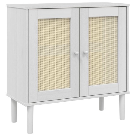 vidaXL Credenza SENJA Aspetto Rattan Bianco 80x35x80 cm Massello Pino