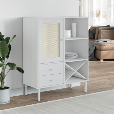 vidaXL Credenza SENJA Aspetto Rattan Bianco 90x40x112cm Massello Pino