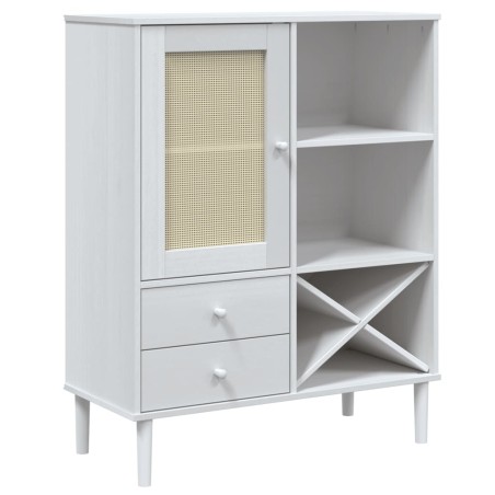 vidaXL Credenza SENJA Aspetto Rattan Bianco 90x40x112cm Massello Pino