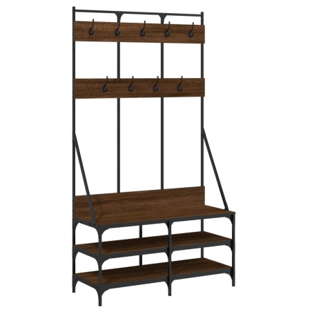 vidaXL Appendiabiti con Porta Scarpe Rovere Marrone 100x40x184 cm