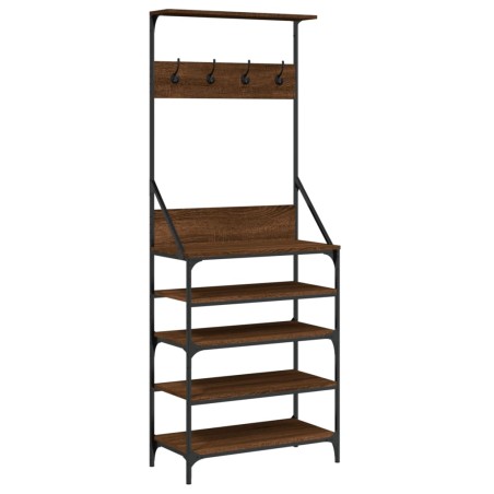 vidaXL Appendiabiti con Porta Scarpe Rovere Marrone 70x34x184 cm