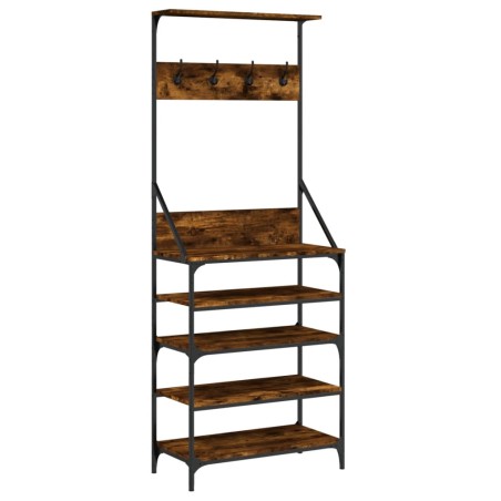 vidaXL Appendiabiti con Porta Scarpe Rovere Fumo 70x34x184 cm