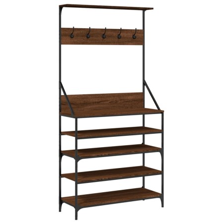 vidaXL Appendiabiti con Porta Scarpe Rovere Marrone 90x34x184 cm
