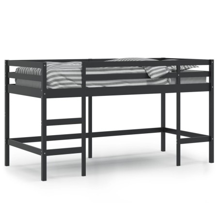vidaXL Letto Soppalco con Scala Bambini Nero 90x190 cm Massello Pino