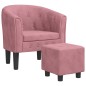 vidaXL Poltrona Cabriolet con Poggiapiedi Rosa in Velluto vidaXL Poltrona Cabriolet con Poggiapiedi Rosa in Velluto