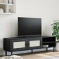 vidaXL Mobile TV SENJA Aspetto Rattan Nero 158x40x49 cm Massello Pino vidaXL Mobile TV SENJA Aspetto Rattan Nero 158x40x49 cm Massello Pino