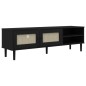 vidaXL Mobile TV SENJA Aspetto Rattan Nero 158x40x49 cm Massello Pino vidaXL Mobile TV SENJA Aspetto Rattan Nero 158x40x49 cm Massello Pino