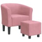 vidaXL Poltrona Cabriolet con Poggiapiedi Rosa in Velluto vidaXL Poltrona Cabriolet con Poggiapiedi Rosa in Velluto