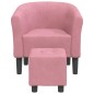 vidaXL Poltrona Cabriolet con Poggiapiedi Rosa in Velluto vidaXL Poltrona Cabriolet con Poggiapiedi Rosa in Velluto