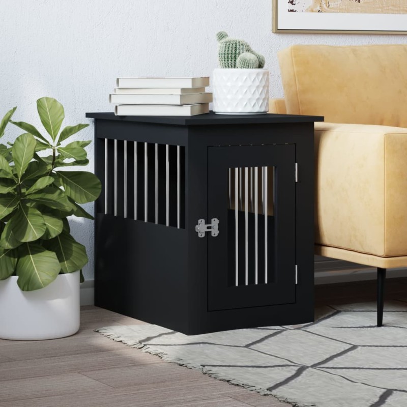 vidaXL Gabbia Cani da Arredamento Nera 45x62x59cm Legno Multistrato vidaXL Gabbia Cani da Arredamento Nera 45x62x59cm Legno Multistrato