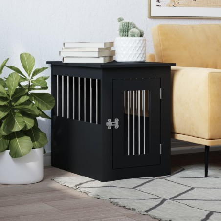 vidaXL Gabbia Cani da Arredamento Nera 45x62x59cm Legno Multistrato
