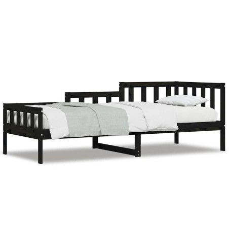vidaXL Dormeuse Nera 80x200 cm in Legno Massello di Pino