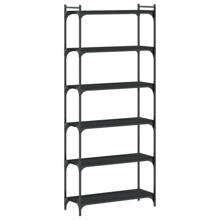 vidaXL Libreria a 6 Ripiani Nera 80x30x188 cm in Legno Multistrato