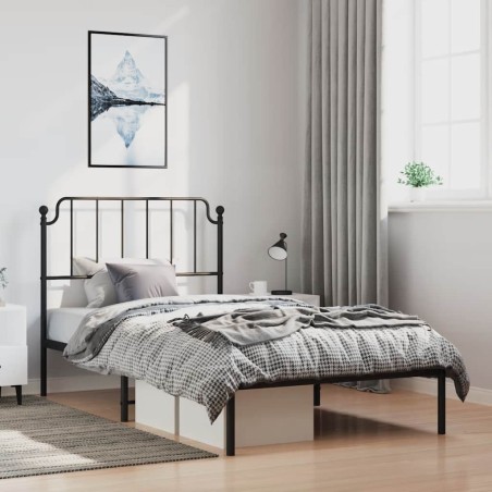 vidaXL Giroletto con Testiera in Metallo Nero 100x190 cm