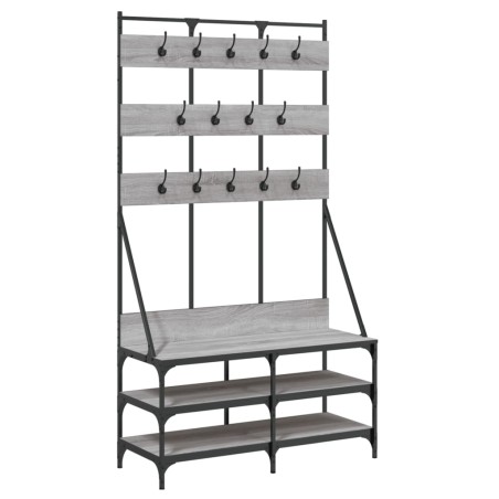 vidaXL Appendiabiti con Porta Scarpe Grigio Sonoma 100x40x184 cm