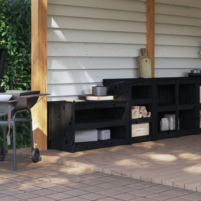 vidaXL Mobili da Cucina da Esterno 2 pz Neri in Legno Massello di Pino vidaXL Mobili da Cucina da Esterno 2 pz Neri in Legno Massello di Pino