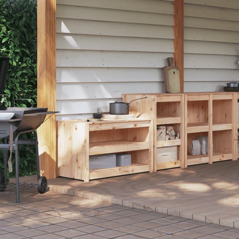 vidaXL Mobili da Cucina da Esterno 2 pz in Legno Massello di Pino vidaXL Mobili da Cucina da Esterno 2 pz in Legno Massello di Pino