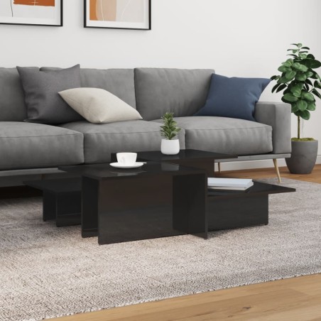 vidaXL Tavolini da Salotto 2 pz Nero Lucido in Legno Multistrato