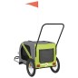 vidaXL Rimorchio da Bici per Animali Verde e Grigio Oxford e Ferro