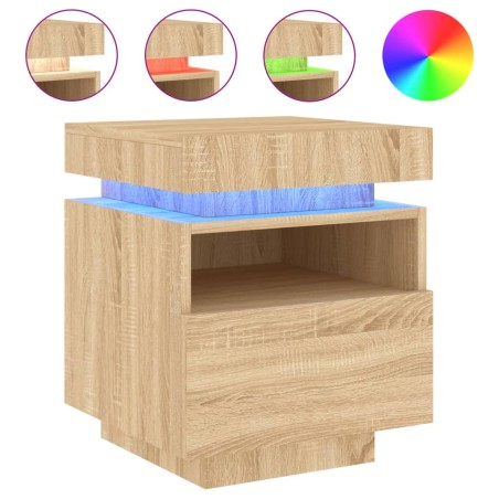 vidaXL Comodino con Luci LED Rovere Sonoma 40x39x48,5 cm