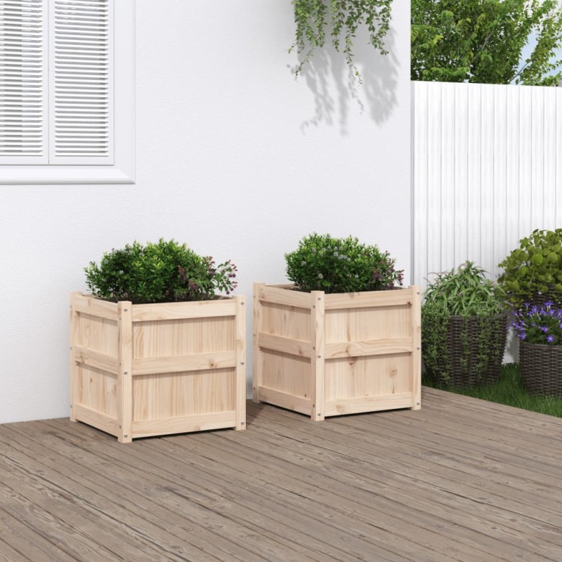 vidaXL Fioriere da Giardino 2 pz in Legno Massello di Pino vidaXL Fioriere da Giardino 2 pz in Legno Massello di Pino