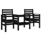vidaXL Panca da Giardino con Tavolino 2 Posti Nera Legno Massello Pino vidaXL Panca da Giardino con Tavolino 2 Posti Nera Legno Massello Pino