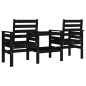 vidaXL Panca da Giardino con Tavolino 2 Posti Nera Legno Massello Pino vidaXL Panca da Giardino con Tavolino 2 Posti Nera Legno Massello Pino
