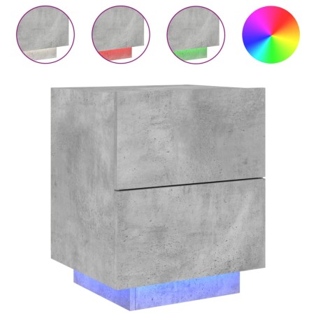 vidaXL Comodino con Luci LED Grigio Cemento in Legno Multistrato
