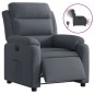 vidaXL Poltrona Elettrica Reclinabile Grigio Scuro in Vera Pelle