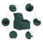 vidaXL Poltrona Elettrica Reclinabile Verde Scuro in Tessuto