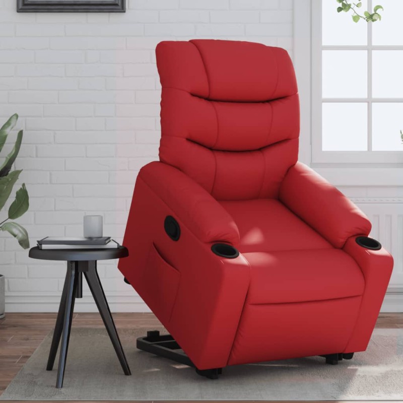 vidaXL Poltrona Alzapersona Reclinabile Rosso in Similpelle