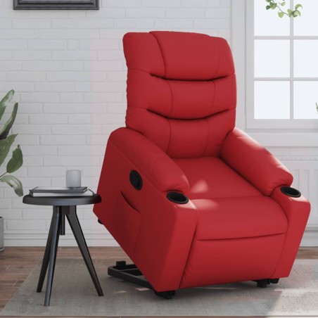 vidaXL Poltrona Alzapersona Reclinabile Rosso in Similpelle