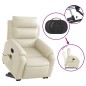 vidaXL Poltrona Alzapersona Reclinabile Massaggio Crema Similpelle