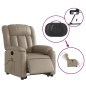 vidaXL Poltrona Alzapersona Massaggio Elettrica Cappuccino Similpelle