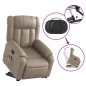 vidaXL Poltrona Alzapersona Massaggio Elettrica Cappuccino Similpelle