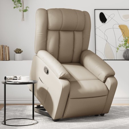 vidaXL Poltrona Alzapersona Reclinabile Cappuccino in Similpelle