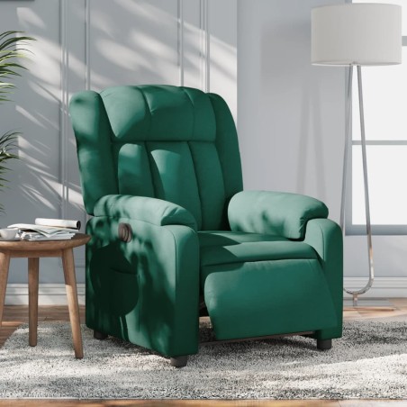 vidaXL Poltrona Elettrica Reclinabile Verde Scuro in Tessuto