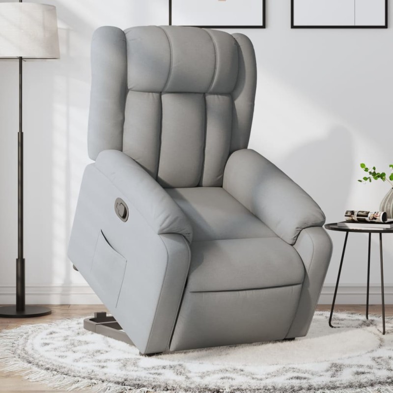 vidaXL Poltrona Alzapersona Reclinabile Grigio Chiaro in Tessuto