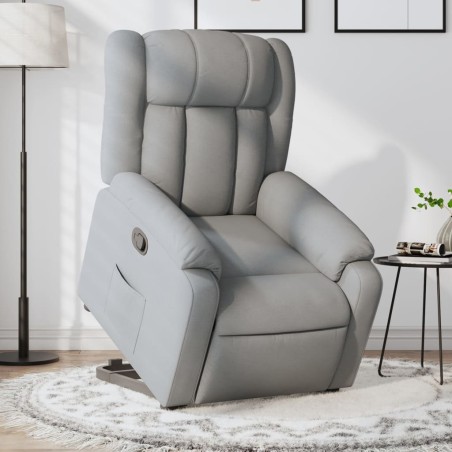 vidaXL Poltrona Alzapersona Reclinabile Grigio Chiaro in Tessuto