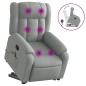 vidaXL Poltrona Alzapersona Massaggi Reclinabile Grigio Chiaro Tessuto