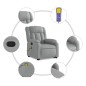 vidaXL Poltrona Alzapersona Massaggi Reclinabile Grigio Chiaro Tessuto